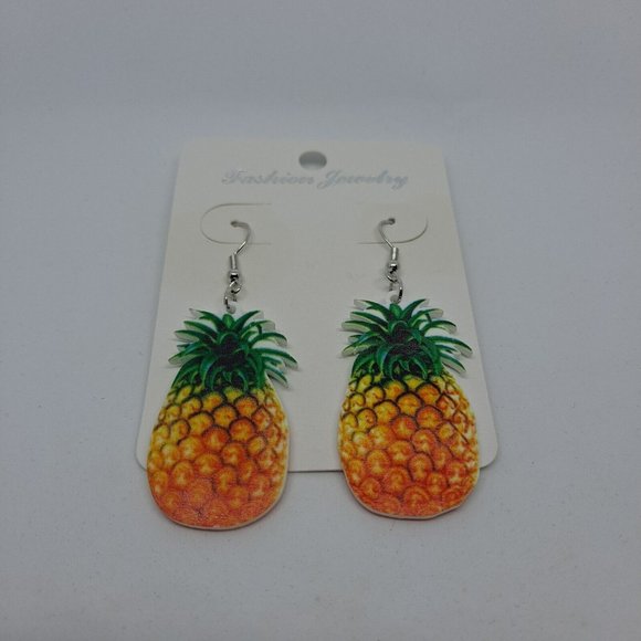 Pineapple Earrings Fruit Lover Fun Quirky Novelty Light Weight - Picture 1 of 4